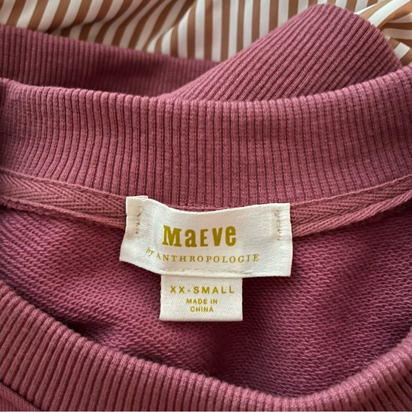 Maeve by Anthropologie Puff Sleeve Sweater Built in Oxford Stripe Shirt Size XXS - Picture 4 of 8